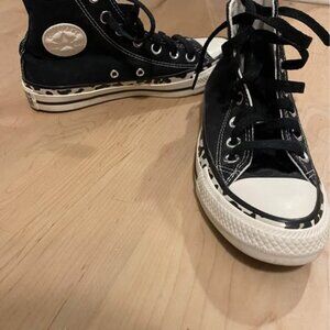 Converse with cow print detail